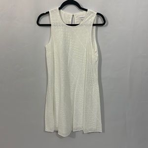 Calvin Klein White Floral Stitched Knee Length Dress Size 8